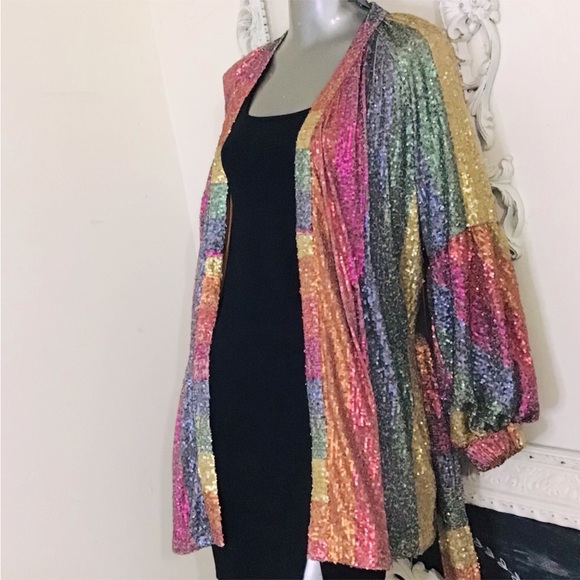 Farm Rio Rainbow Sequin Kimono NWOT - Picture 6 of 16